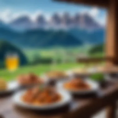 Traditional dish served with the backdrop of the Dolomites