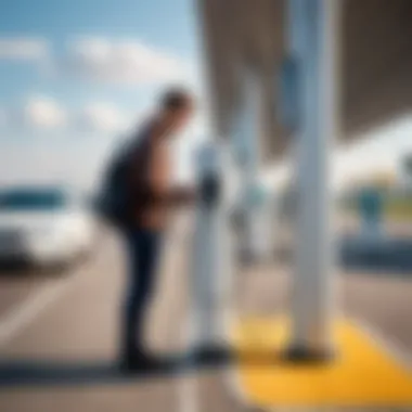 Traveler using a charging point