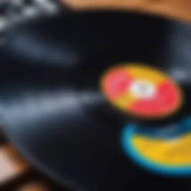 Close-up of vinyl records representing disco music evolution