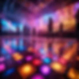 Vibrant disco dance floor illuminated with colorful lights