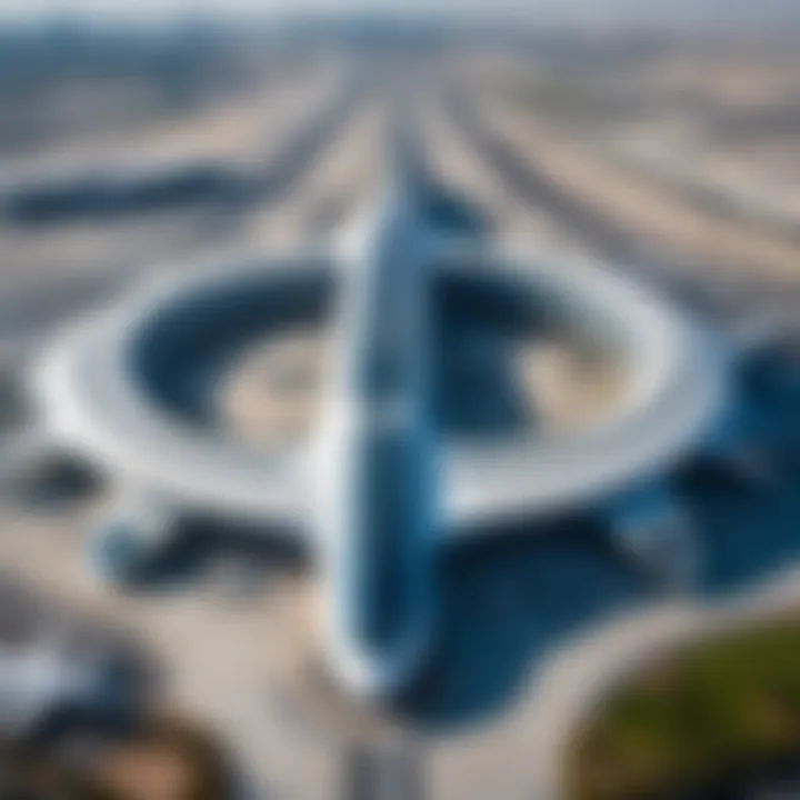 Aerial view of Dubai International Airport showcasing its modern architecture