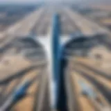 Aerial view of Dubai Airport showcasing its modern architecture