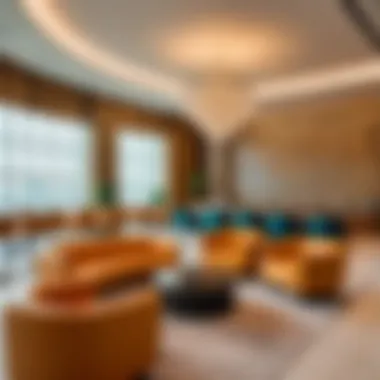 Luxury Lounge at Dubai Airport Luxurious lounge area at Dubai Airport with modern design and comfortable seating