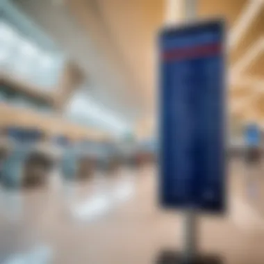 Navigational Aids in Dubai Airport Signage and information desks, aiding navigation within the airport