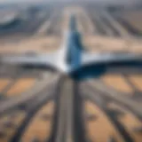 Aerial view of Dubai International Airport showcasing its vast terminals and runways