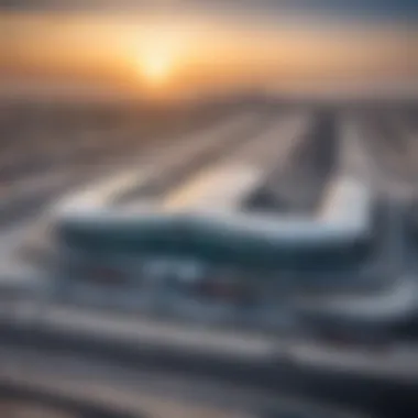 Aerial view of Dubai Deira Airport showcasing its modern architecture