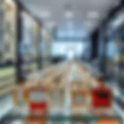 Luxury perfumes display in duty-free shop
