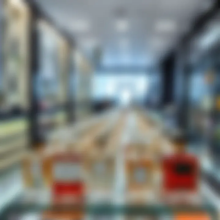 Luxury Perfumes Available in Duty-Free Shops Luxury perfumes display in duty-free shop