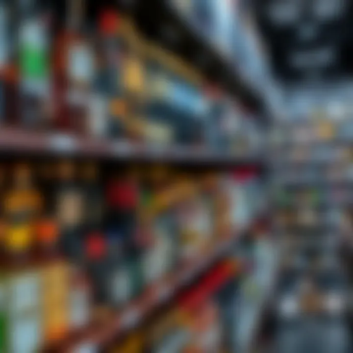Diverse Spirits Selection in Bangkok Duty-Free Wide selection of spirits on shelves