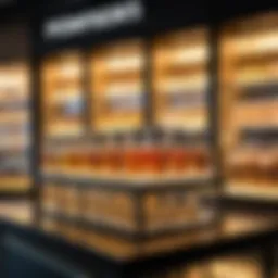 Elegant display of luxury perfumes in Antalya Airport duty-free shop