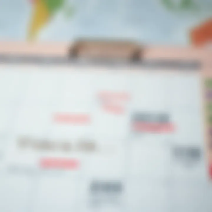 A calendar marked with significant travel dates