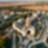 Aerial view of Ethnomir showcasing its vast landscape and diverse architectural styles