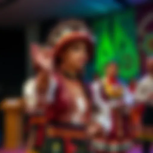 A vibrant cultural performance showcasing traditional dance and attire