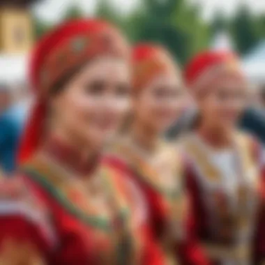 A vibrant festival scene in Ethnomir showcasing Russian heritage.