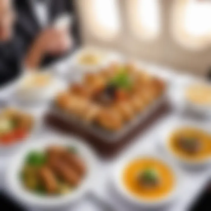 Savoring gourmet meals on board an Etihad flight