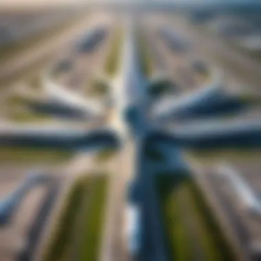 Aerial view of Suvarnabhumi Airport with runways and terminals