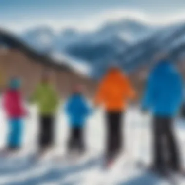 Parents observing children skiing