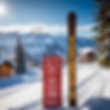 Snowy landscape with ski school signage