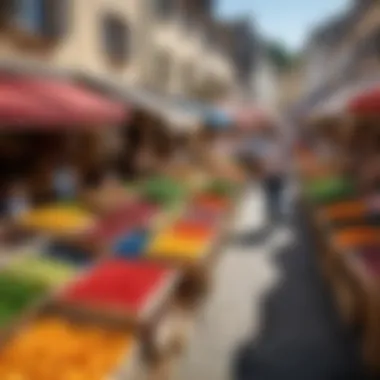 Bustling Local Marketplace Vibrant marketplace filled with local crafts and produce