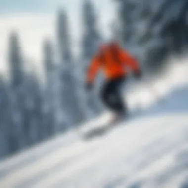 Skier navigating through snowy slopes with skill