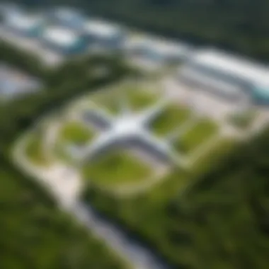 Aerial view of Phuket Airport showcasing the runway and terminal buildings