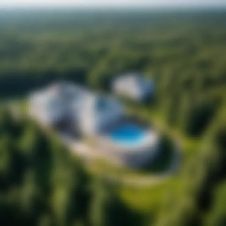 A scenic view of a Belarusian sanatorium nestled in the forest