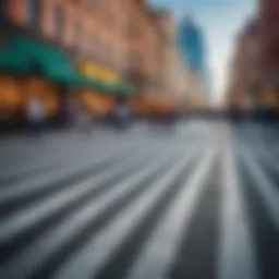 A dynamic view of a bustling city street showing diverse walking patterns