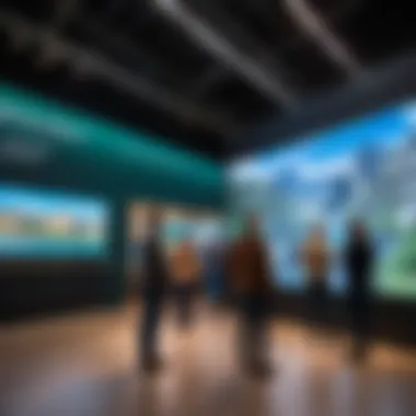Interactive Exhibits Engagement Visitors engaging with interactive exhibits