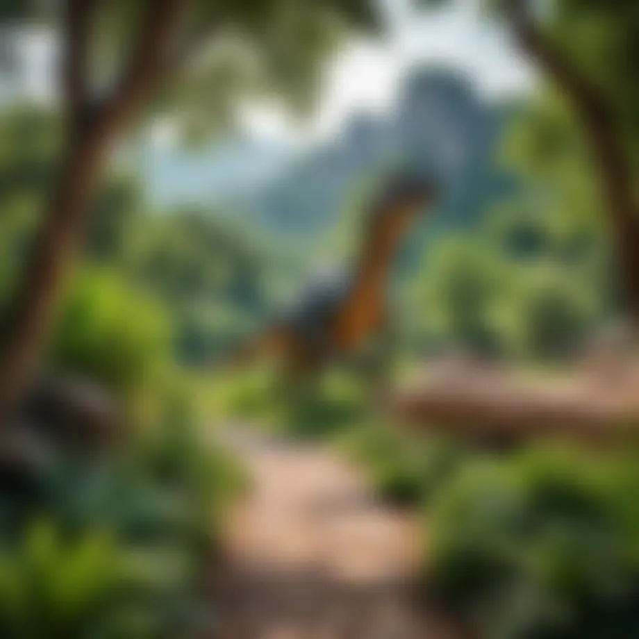 A breathtaking landscape of Ethno-World Dino Park showcasing dinosaur replicas amidst lush greenery.