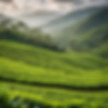 Scenic landscape of tea plantations in Sri Lanka