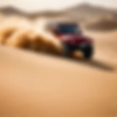 Jeep navigating through sand dunes in Ras Al Khaimah