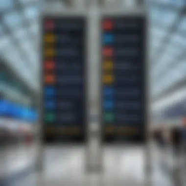 Signage and information displays guiding travelers through the airport