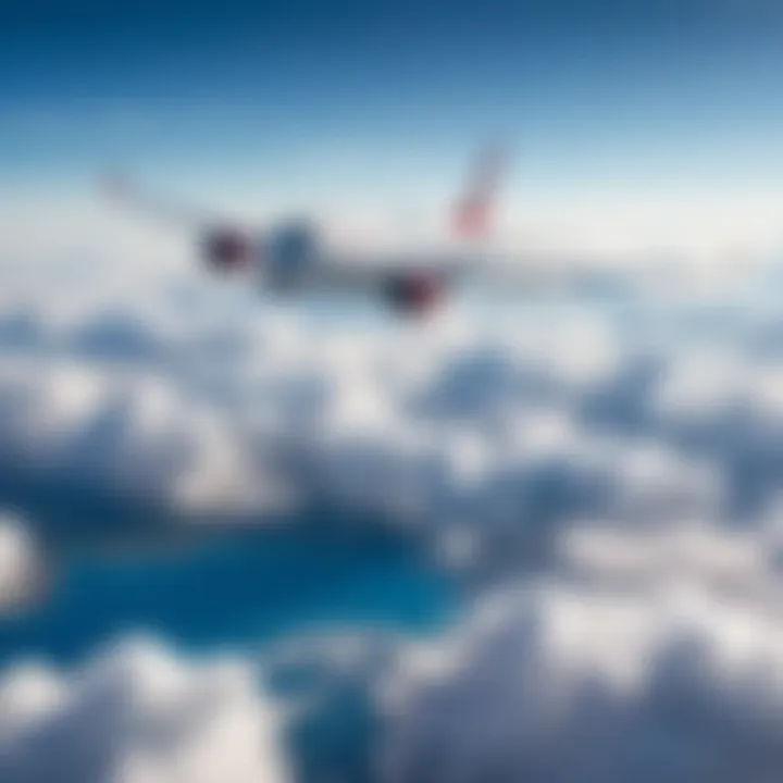 Airplane flying above clouds