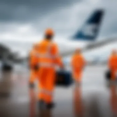 A Fly One ground crew member assisting with boarding