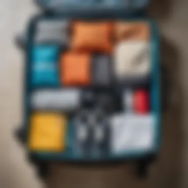 Traveler organizing items in a carry-on bag