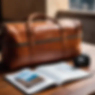Stylish Travel Essentials Stylish carry-on bag next to a travel guide