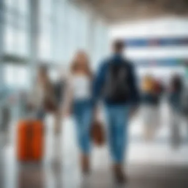 Tourists at an airport ready to board Fly One