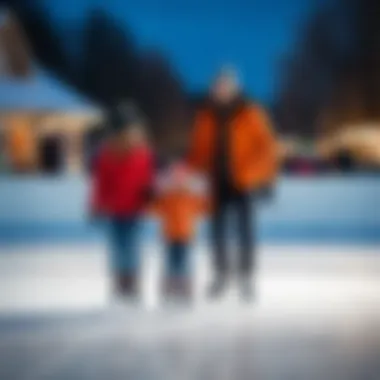 Families enjoying ice skating together at the rink