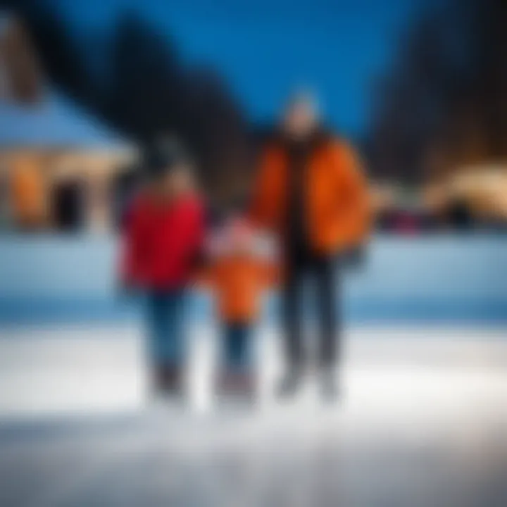 Families enjoying ice skating together at the rink