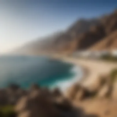 A panoramic view of Fujairah's rugged mountains and coastline