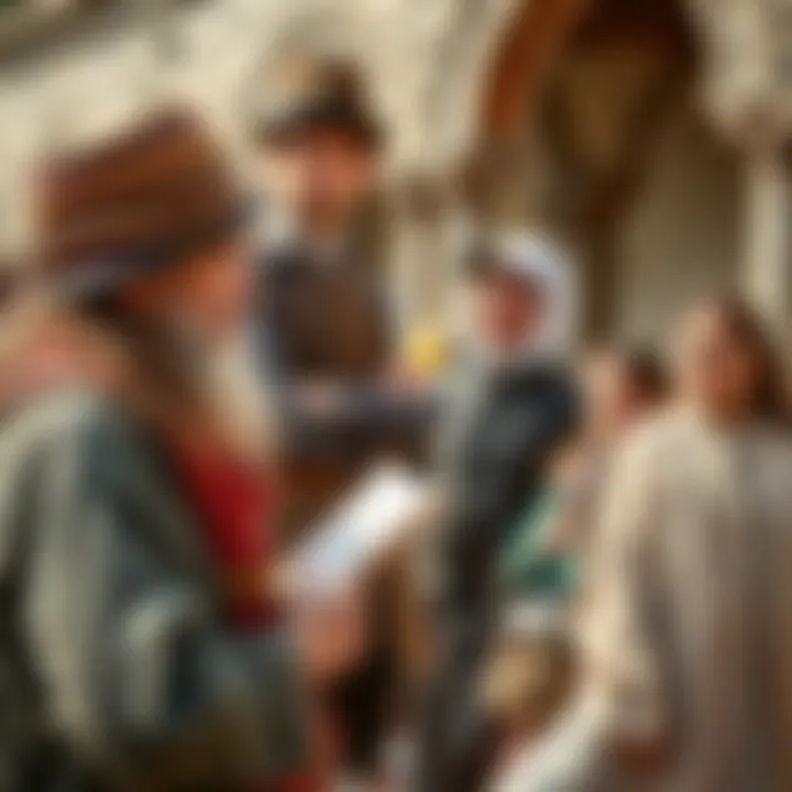 A guide explaining historical facts to an attentive audience