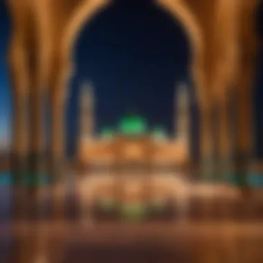 The iconic Hassan II Mosque illuminated at night