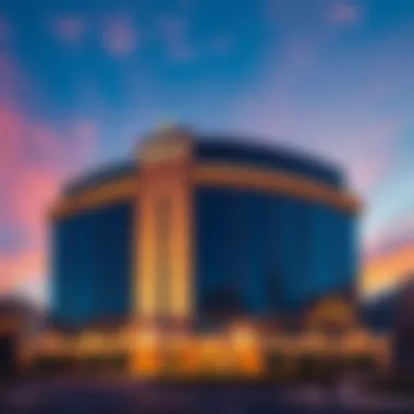 Architectural Marvel of Hilton Astana Stunning exterior view of Hilton Astana at sunset