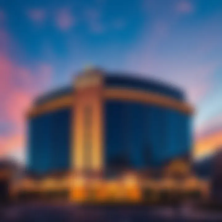 Architectural Marvel of Hilton Astana Stunning exterior view of Hilton Astana at sunset