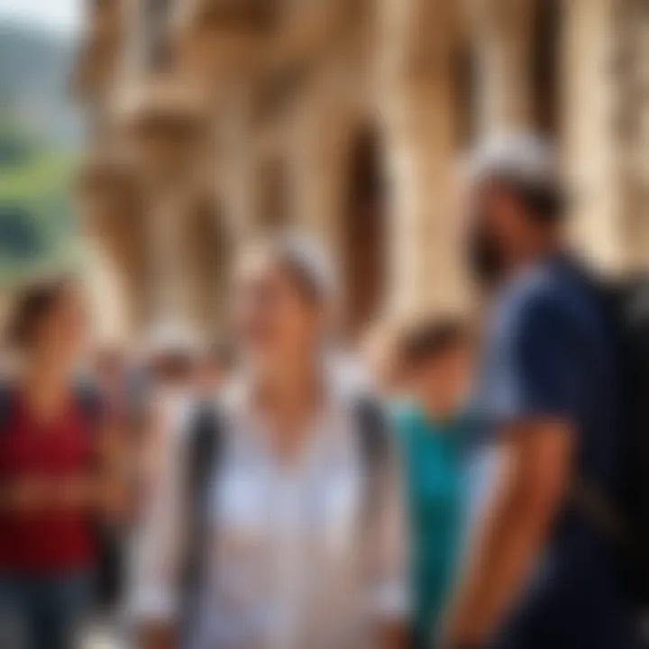 A diverse group of tourists enjoying a guided tour in Turkey