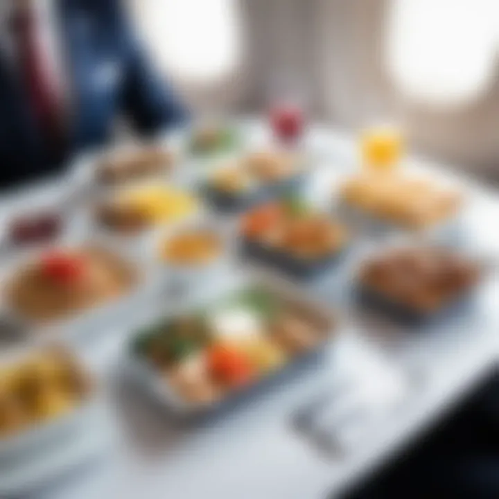 Elegant in-flight meal presentation