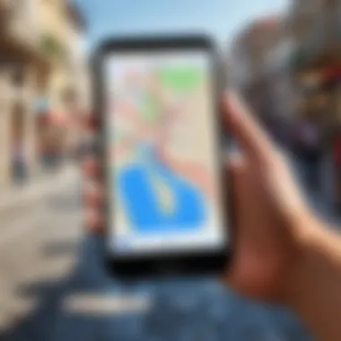 Navigating Istanbul Using Technology User navigating the interactive map of Istanbul on a smartphone