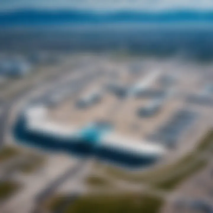 Aerial view of Almaty International Airport showcasing its expansion