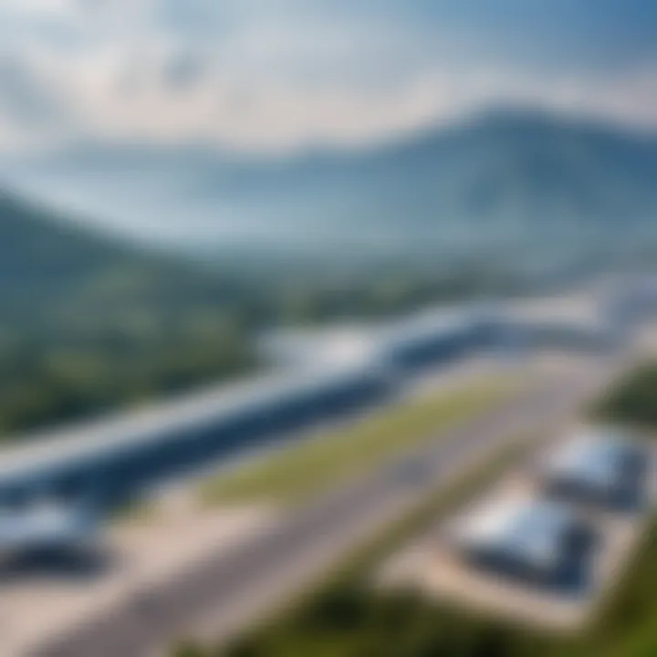 Scenic view of Chiang Mai International Airport amidst mountains