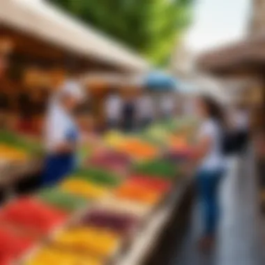 Vibrant market scene in Israel filled with local goods